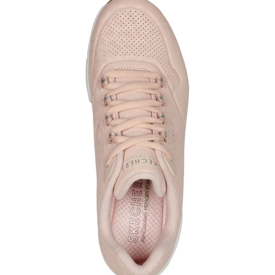 Women's Wide Fit Skechers 155642 Uno 2 In Kat Neato Trainers - Blush