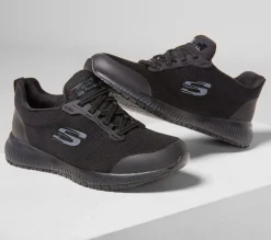 Women's Wide Fit Skechers Squad Sr 77222 Walking Work Shoes