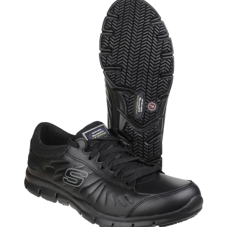 Women's Wide Fit Skechers 76551EC Eldred Occupational Trainers