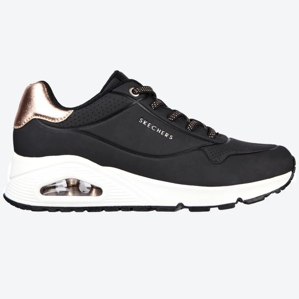 Women's Wide Fit Skechers 155196 Uno Shimmer Away Trainers