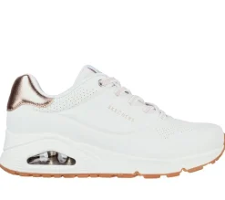 Women's Wide Fit Skechers Uno 155196 Shimmer Away Trainers