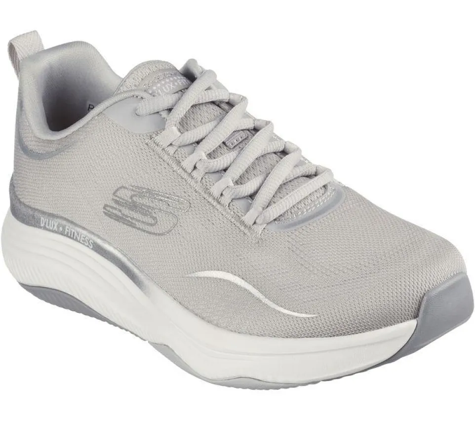 Women's Wide Fit Skechers 149837 D'lux Fitness Pure Glam Trainers