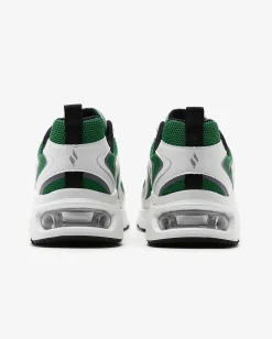 Women's Wide Fit Skechers 177424 Tres Air Uno Street Fl Air Trainers - White/Green
